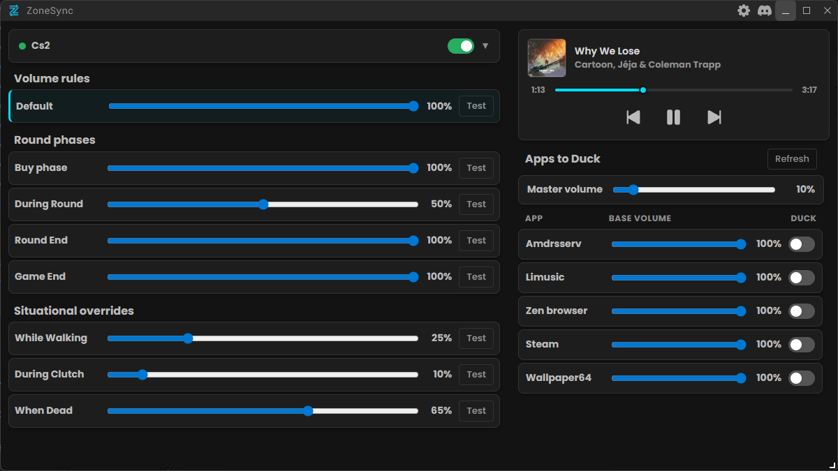 ZoneSync app interface
