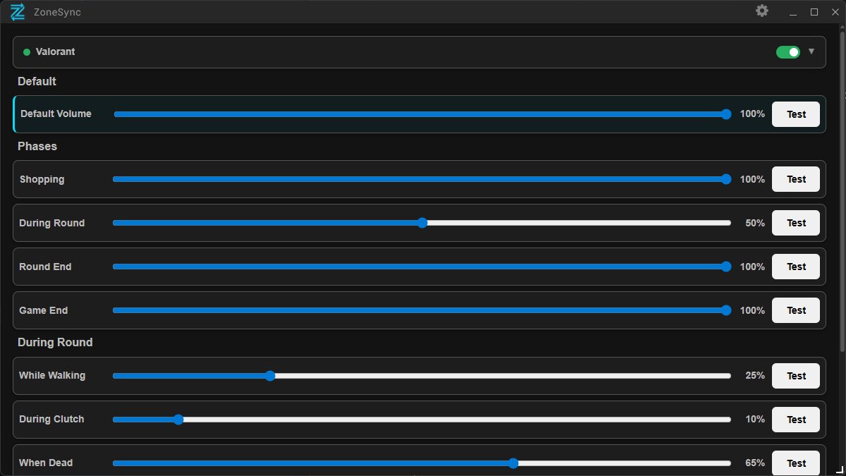 ZoneSync app interface